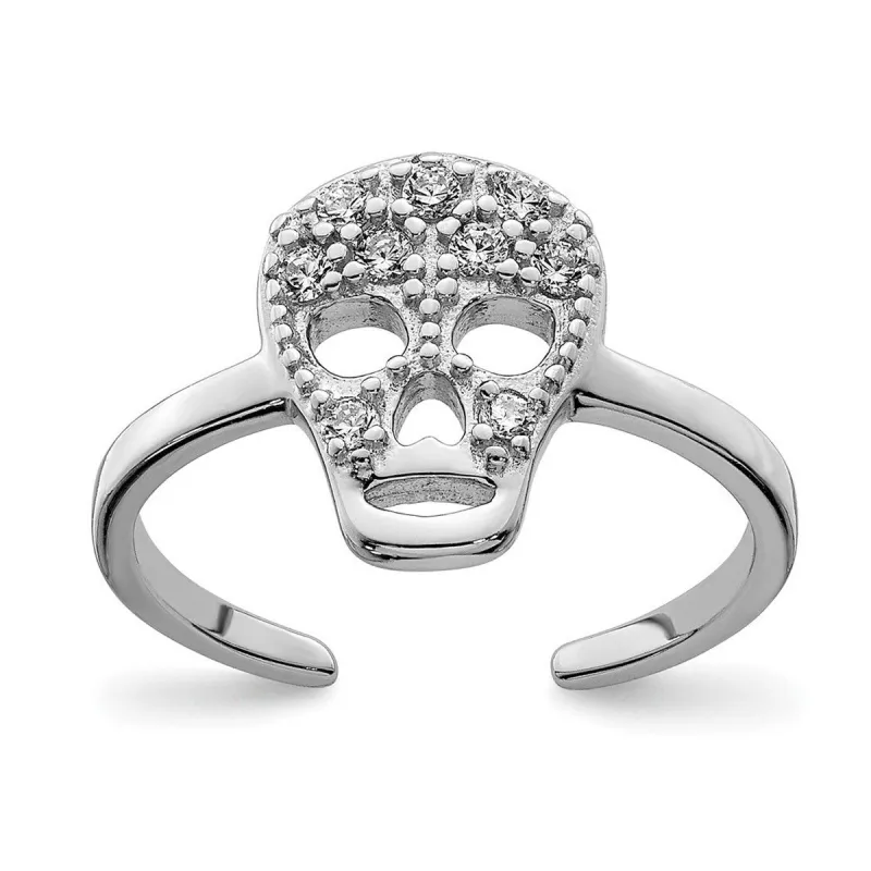 Curata 925 Sterling Silver Cubic Zirconia Skull Adjustable Toe Ring sold by Zulily