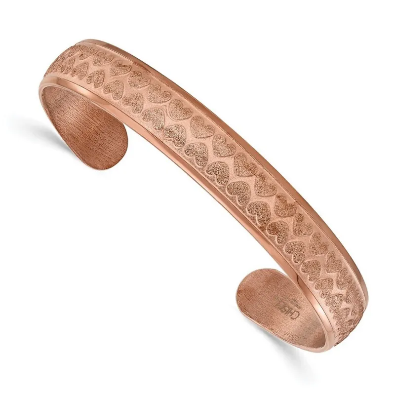 Curata Stainless Steel Polished Laser cut Rose Gold 10mm Cuff Bangle Bracelet sold by Zulily