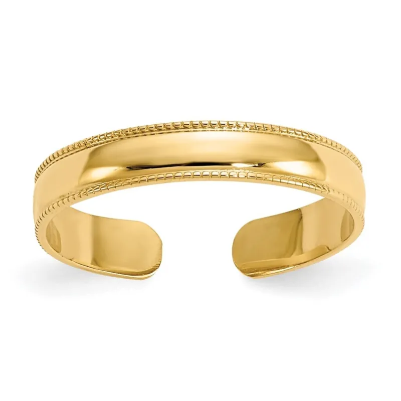 Curata Solid 10k Yellow Gold Classic 4mm Milgrain Band Adjustable Toe Ring sold by Zulily