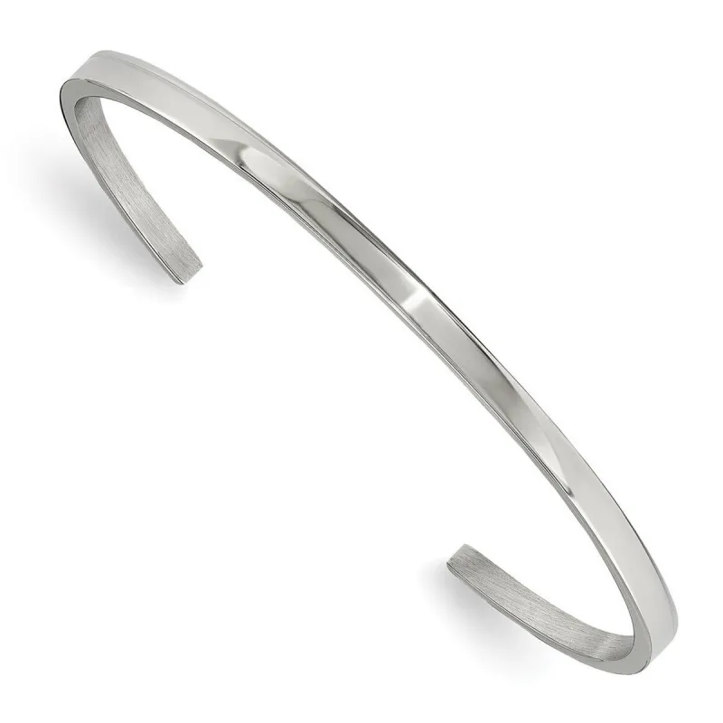 Curata Stainless Steel Polished 3mm Cuff Stackable Bangle Bracelet sold by Zulily
