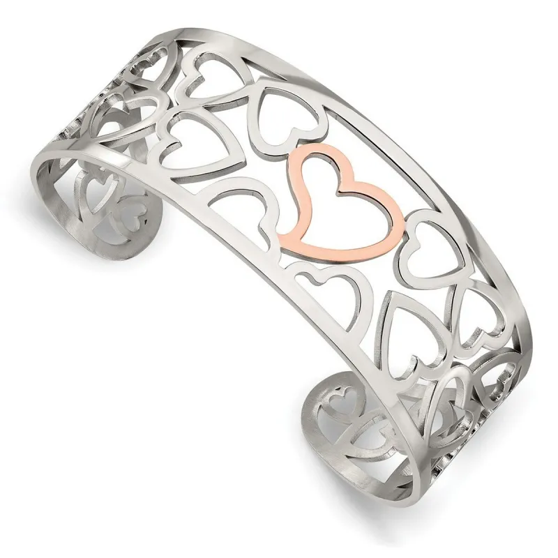 Curata Stainless Steel Brown Plated 25mm Love Heart Cuff Bangle Bracelet sold by Zulily