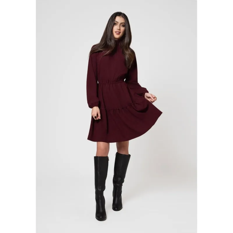 Leota Women's Long Sleeve Olive Dress In Maroon Red sold by Zulily