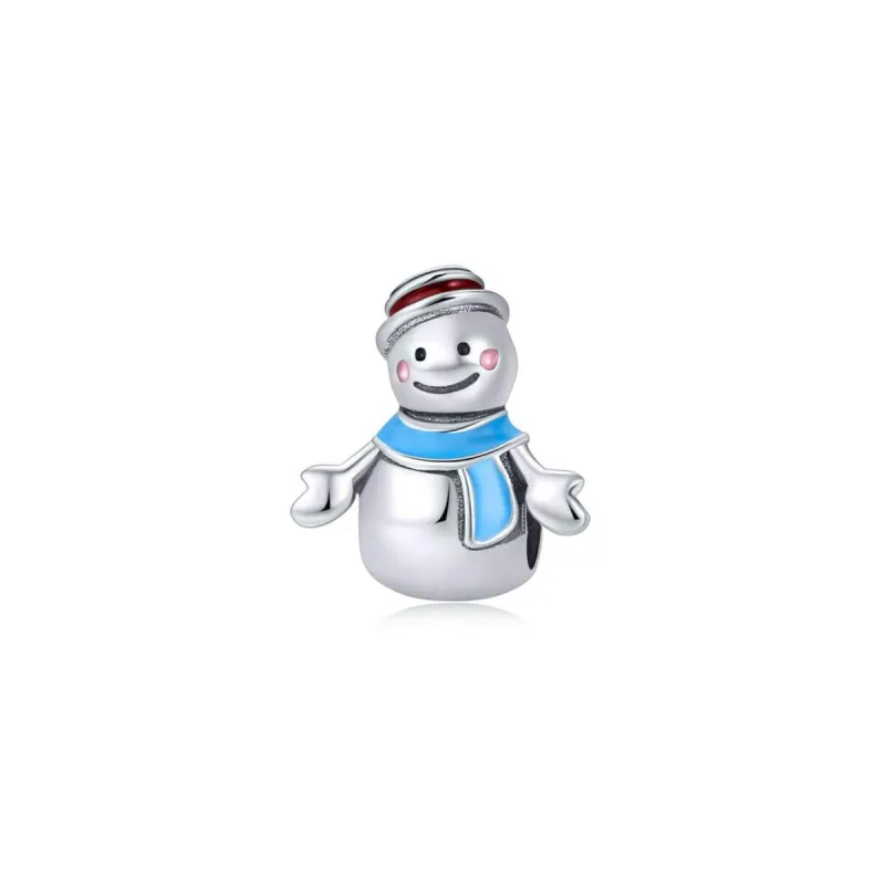Sterling Silver & Blue Snowman with Winter Scarf Charm sold by Zulily