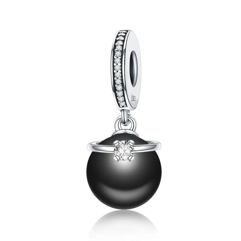 Cubic Zirconia & Black Bead Ring Charm sold by Zulily