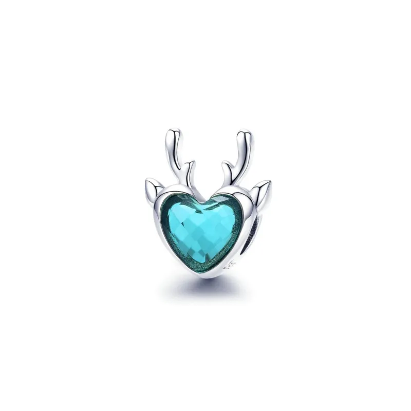 Sterling Silver & Cubic Zirconia & Blue Antler Heart Charm sold by Zulily