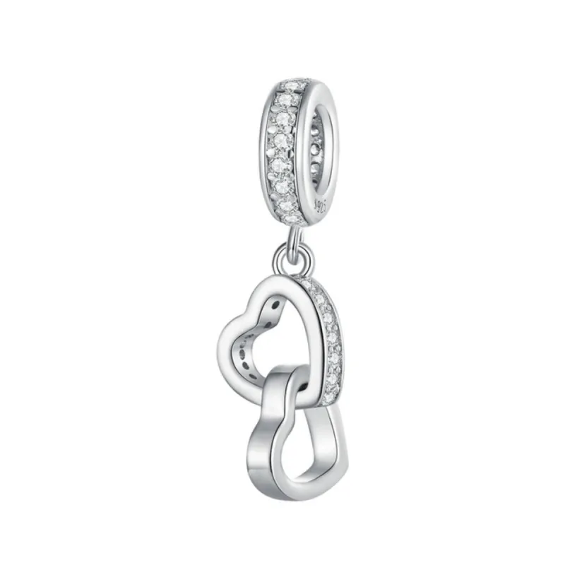 Cubic Zirconia & Sterling Silver Interlocking Heart Charm sold by Zulily