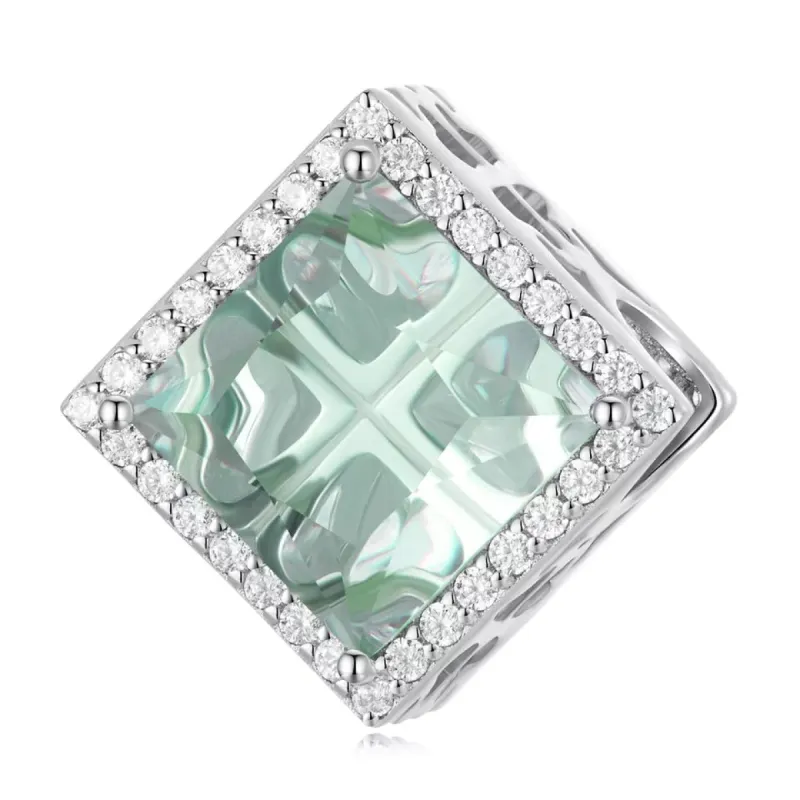 Light Green Cubic Zirconia & Sterling Silver Square Pavé Charm sold by Zulily
