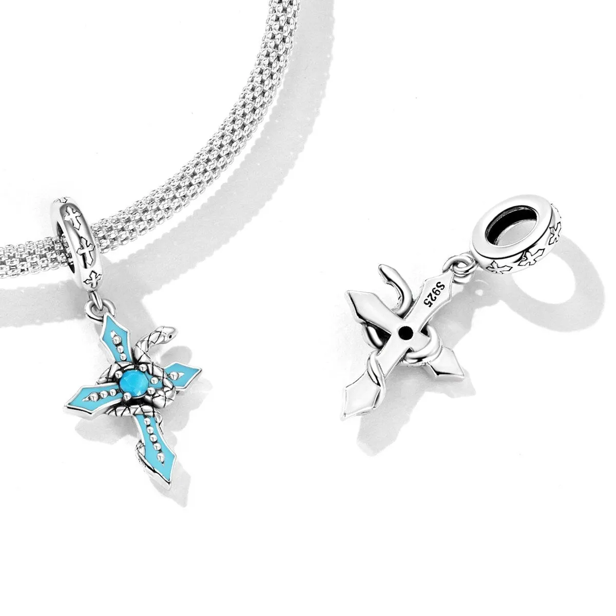Turquoise Enamel & Sterling Silver Snake Cross Charm sold by Zulily product image thumbnail 2