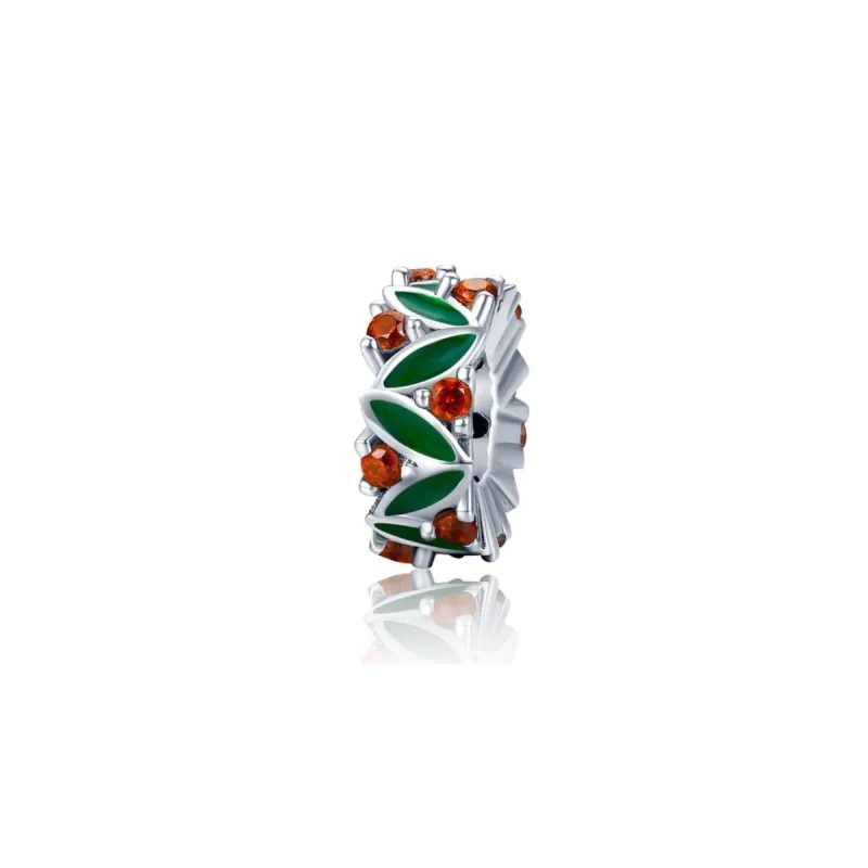 Sterling Silver & Cubic Zirconia Leaves & Holly Rondelle Charm sold by Zulily