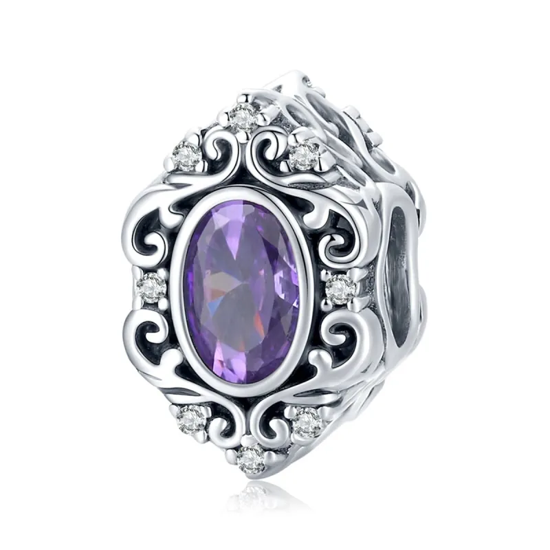 Purple Cubic Zirconia & Sterling Silver Filigree Charm sold by Zulily
