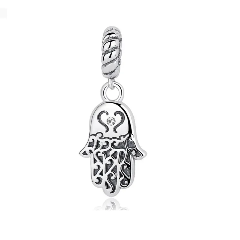 Cubic Zirconia & Sterling Silver Hamsa Charm sold by Zulily
