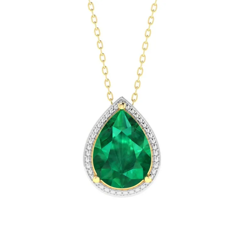 Gold Over Sterling Silver Pear Shape 7.50Ct Emerald Drop Pendant sold by Zulily