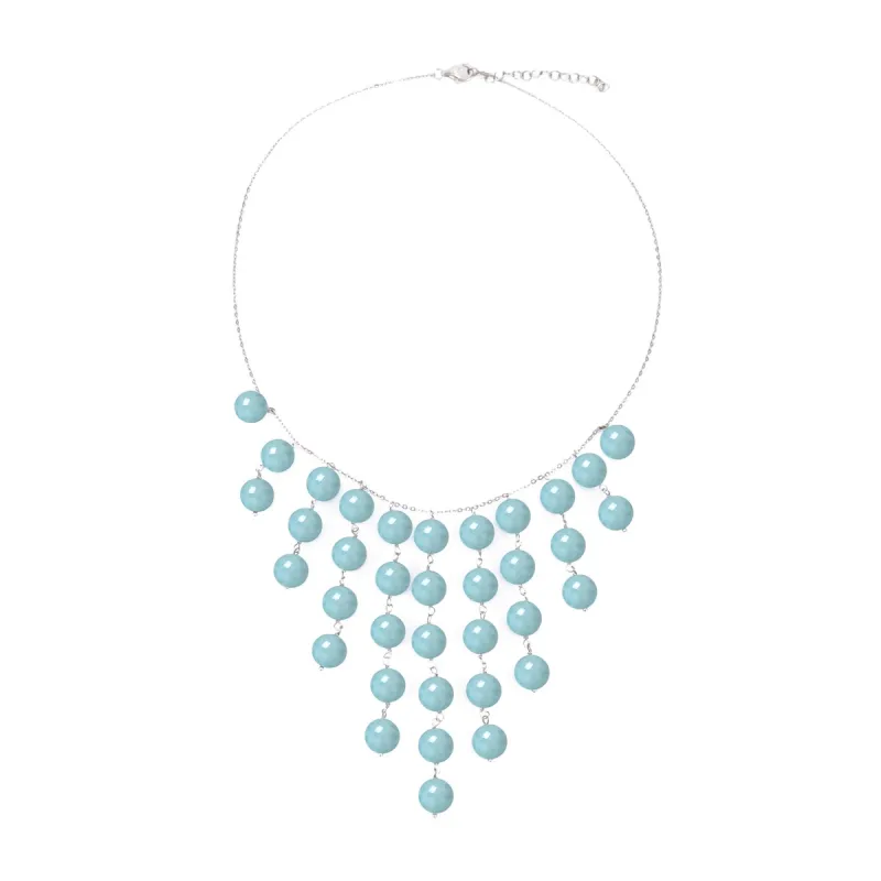 10MM Aquamarine Bead Statement Necklace in Sterling Silver sold by Zulily