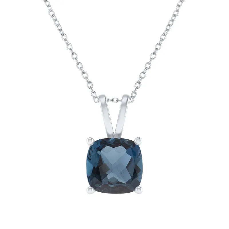 Beautiful Solitaire Pendant Sterling Silver 2.25Ct Natural London Blue Topaz sold by Zulily