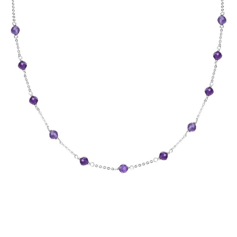 4.00CT Amethyst Necklace in Sterling Silver 16" Chain and 2" Extention sold by Zulily