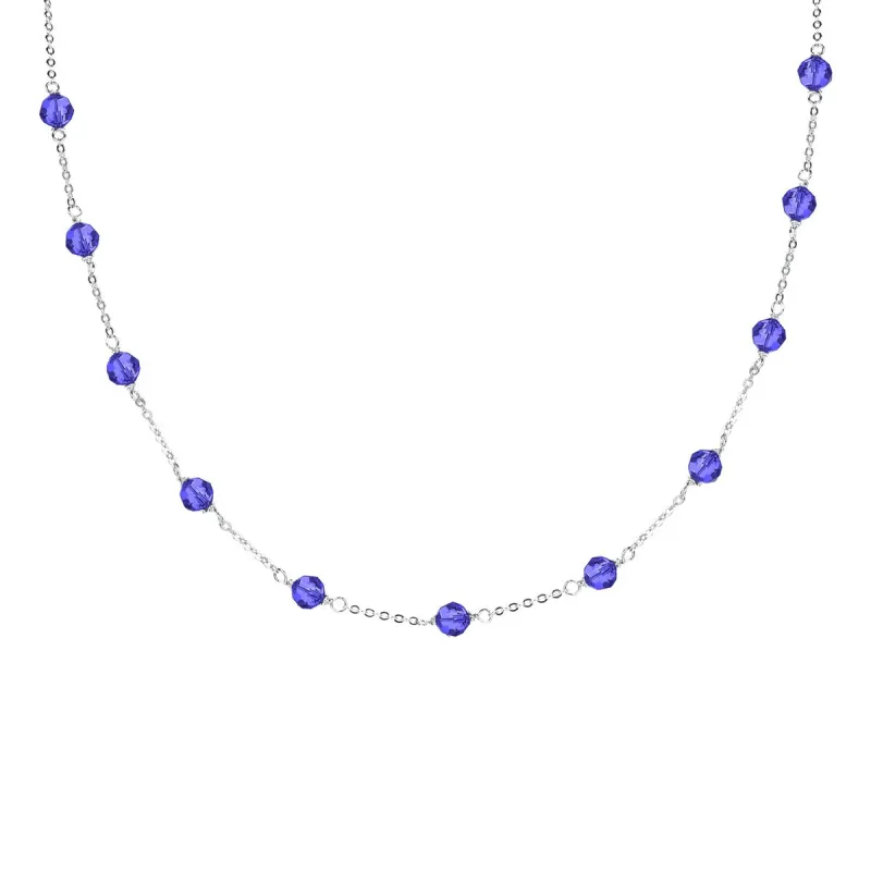 7.00Ct Tanzanite Station Necklace in Sterling Silver 16" Chain and 2" Extention sold by Zulily