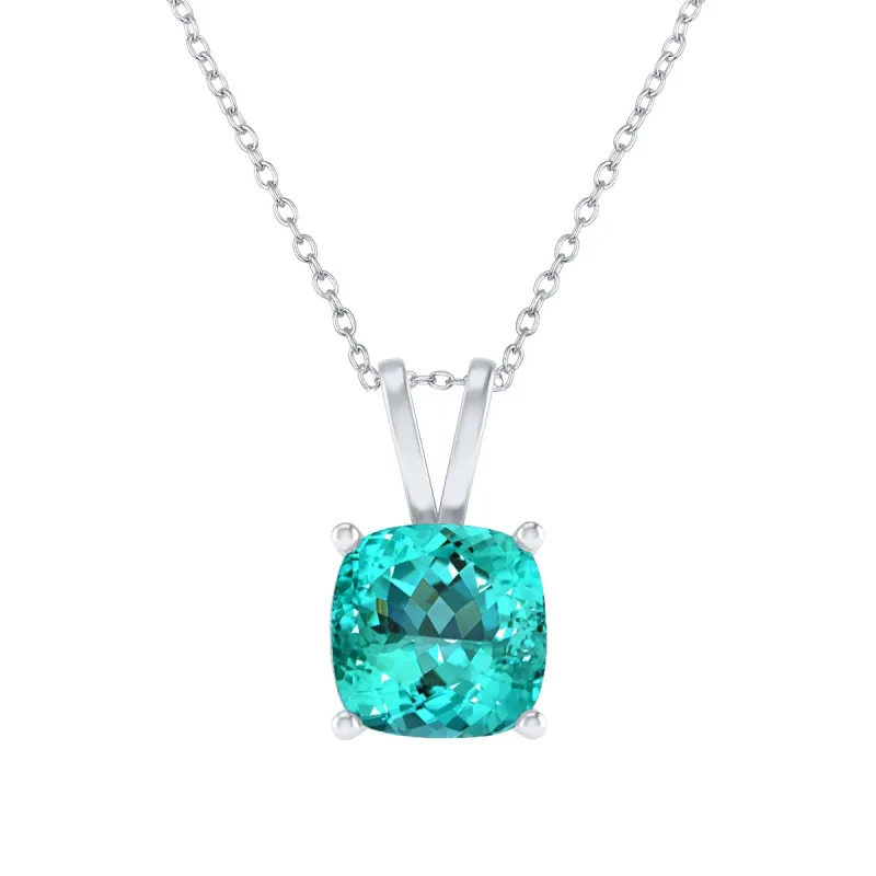 Cushion Cut 2.50Ct Paraiba Tourmaline in Sterling Silver Solitaire Pendant sold by Zulily
