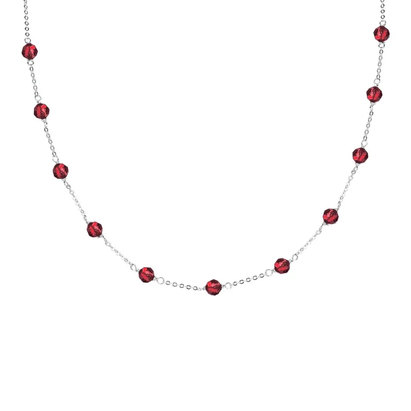 Sterling Silver 3.75ct Garnet Station Necklace with 16" Chain and 2" Extention sold by Zulily