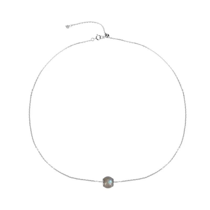 Sterling Silver 10MM Labradorite Single Bead Necklace sold by Zulily