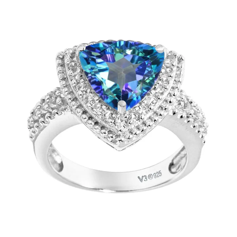 Sterling Silver 3.30CTTW Blue Topaz and White Topaz Halo Ring sold by Zulily
