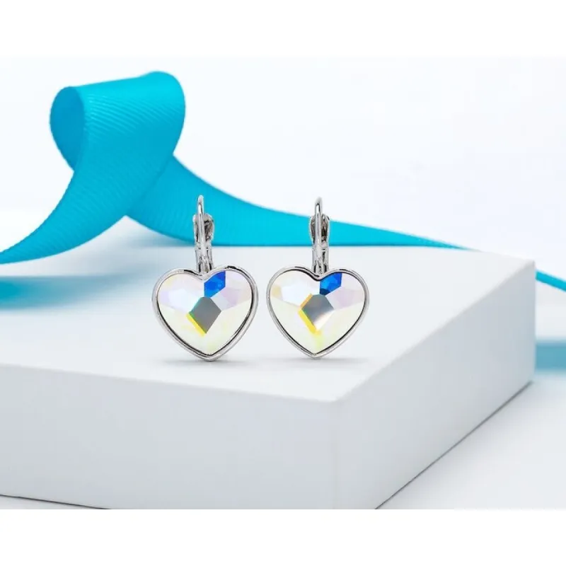 Crystal Heart Leverback Earrings sold by Zulily