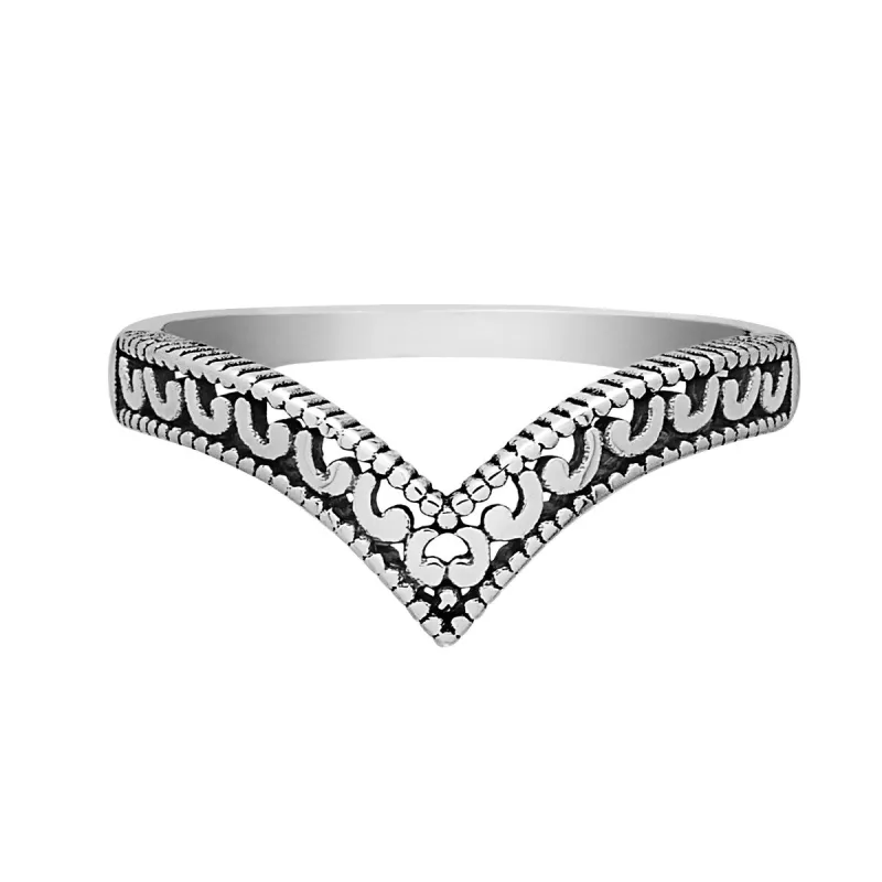 Sterling Silver Openwork V-Shape Band Ring sold by Zulily