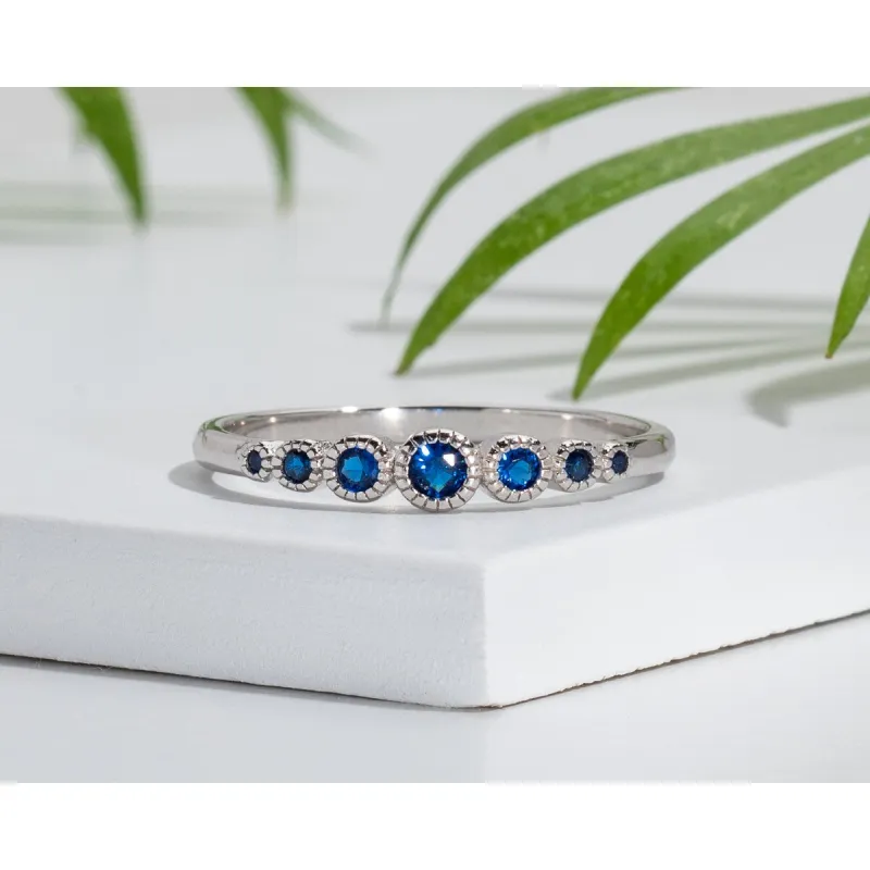 Blue Cubic Zirconia and Sterling Silver Bezel Round-Cut Ring sold by Zulily