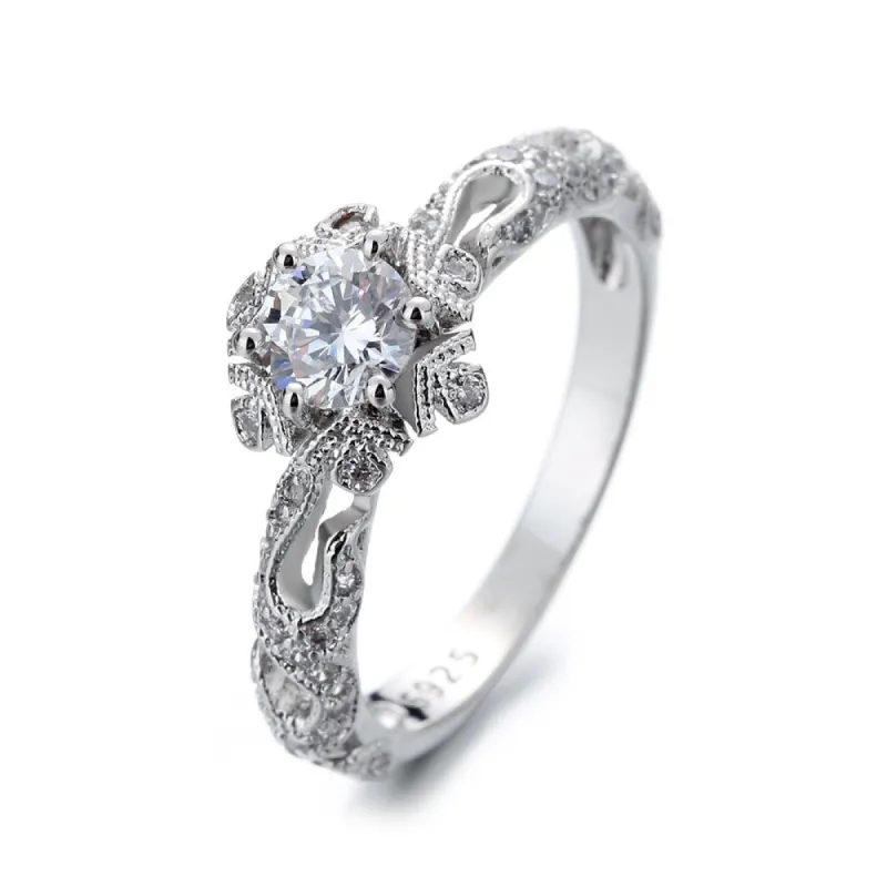 Sterling Silver Vintage Engagement Ring with Crystals from Swarovski - Sterling Silver sold by Zulily