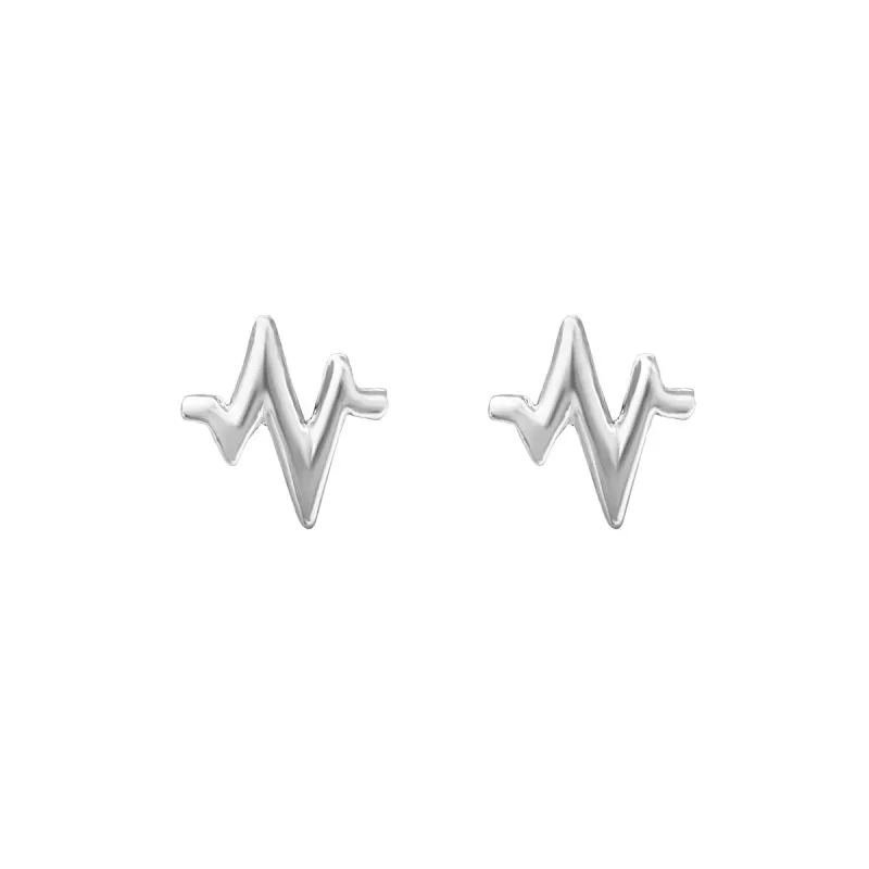 Sterling Silver Heartbeat Stud Earrings sold by Zulily
