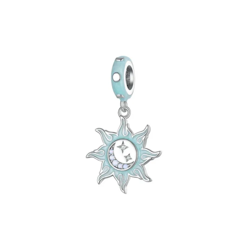Mint Green & Sterling Silver Moon & Star Universe Charm sold by Zulily