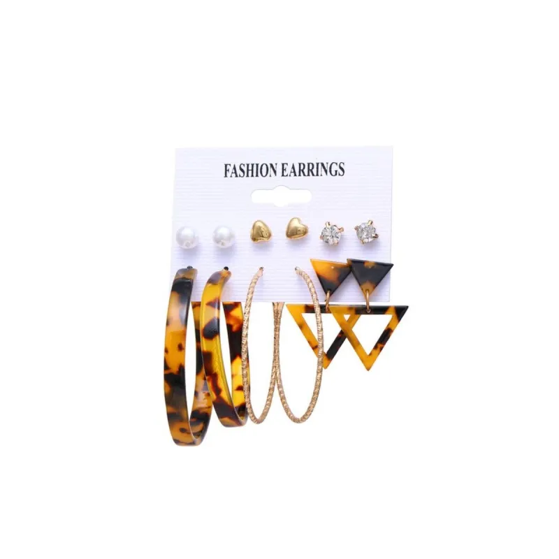 Faux Tortoise Shell, Goldtone & Pearl Set Of 6 Stud And Hoop Earrings sold by Zulily