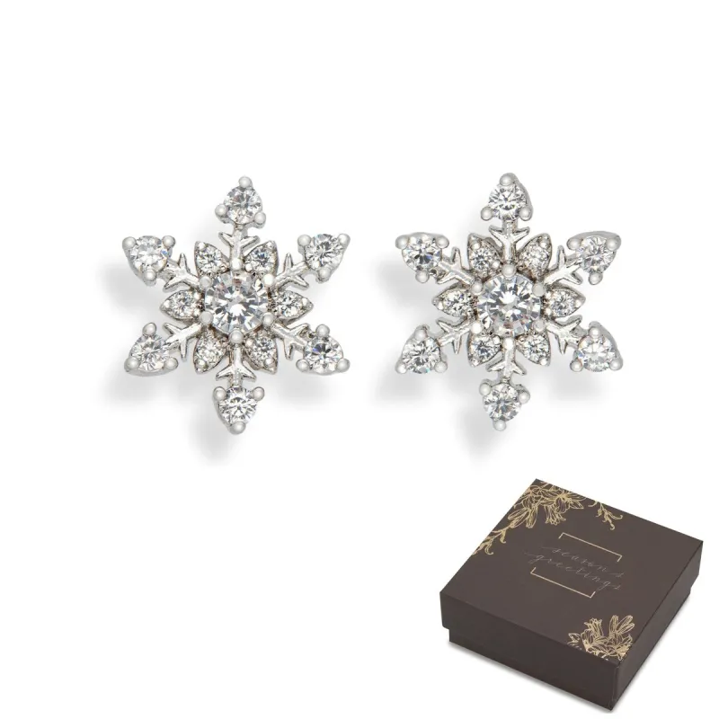 Silvertone Snowflakes Swarovski Crystals Stud Earrings sold by Zulily
