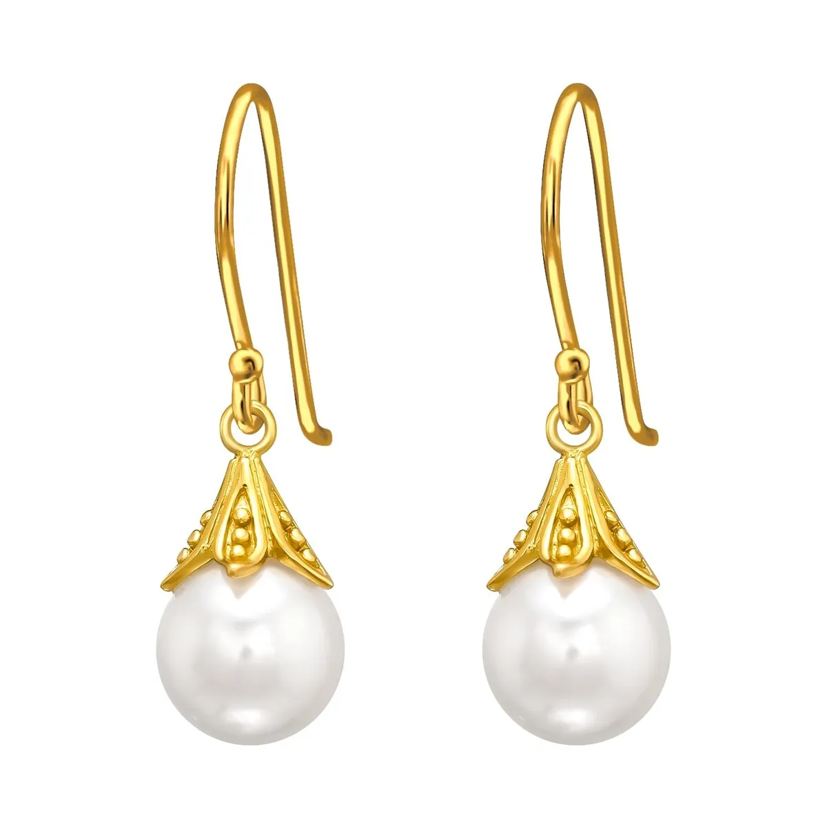 Faux Pearl & Sterling Silver 18k Gold-Plated Drop Earrings sold by Zulily