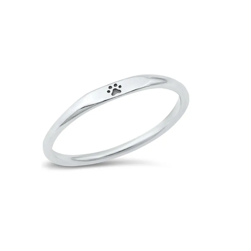 Sterling Silver Dainty Paw Print Signet Ring sold by Zulily