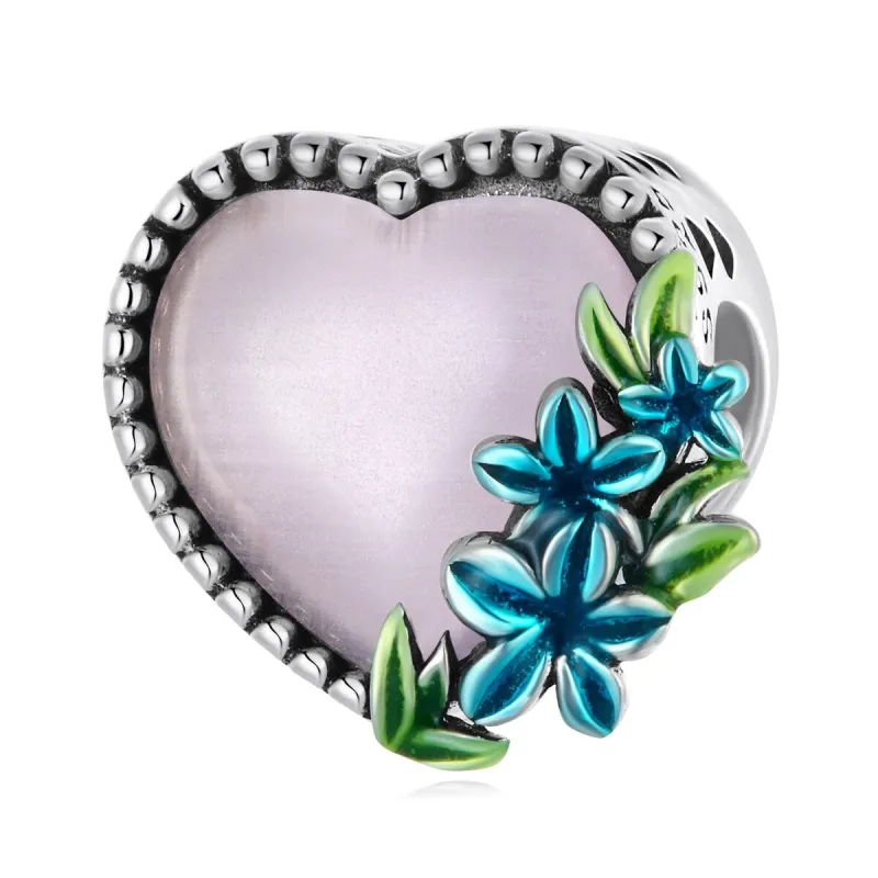 Sterling Silver Rose Heart Floral Charm sold by Zulily