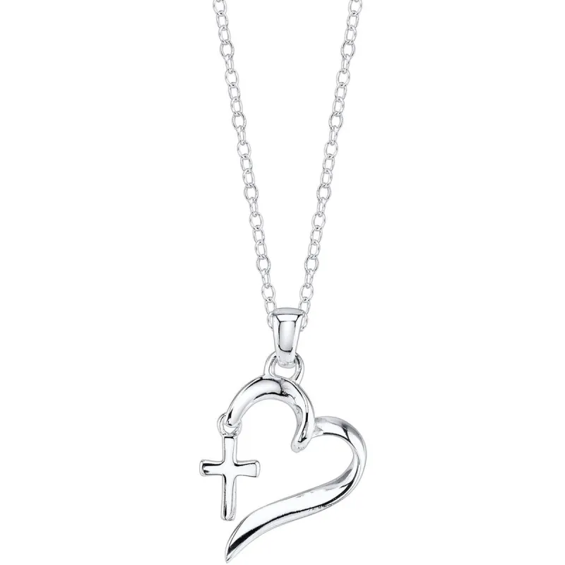 Sterling Silver Cross and Heart Pendant Necklace sold by Zulily
