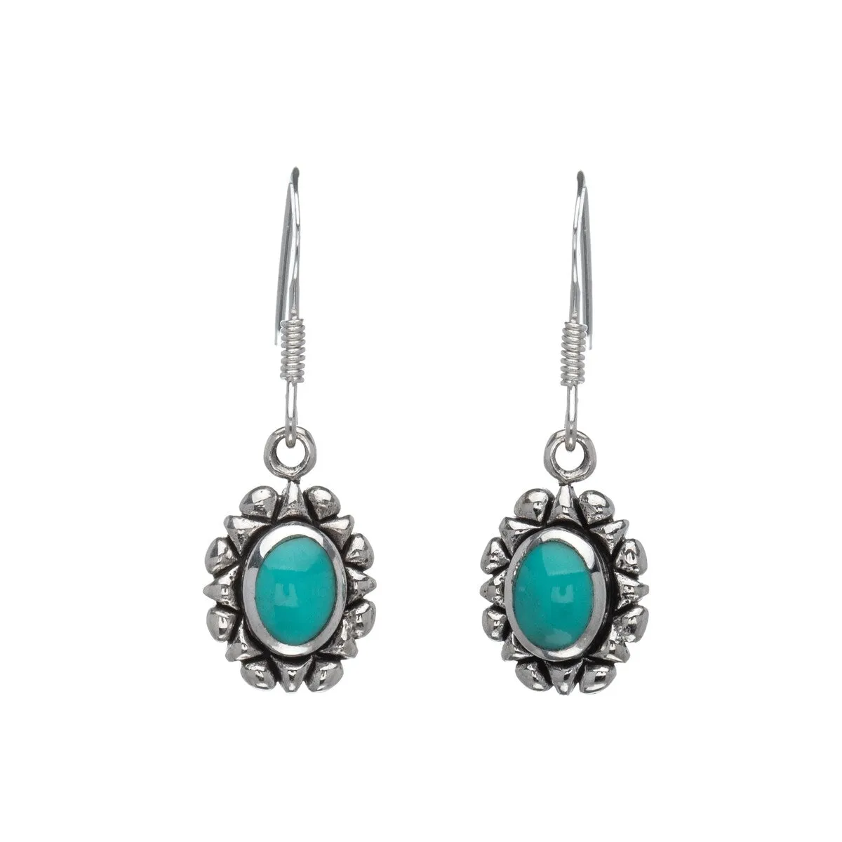 Sterling Silver Turquoise Flower Drop Earrings sold by Zulily