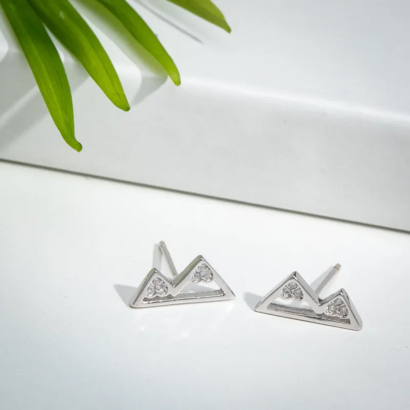 Sterling Silver Cubic Zirconia Mountain Stud Earrings sold by Zulily
