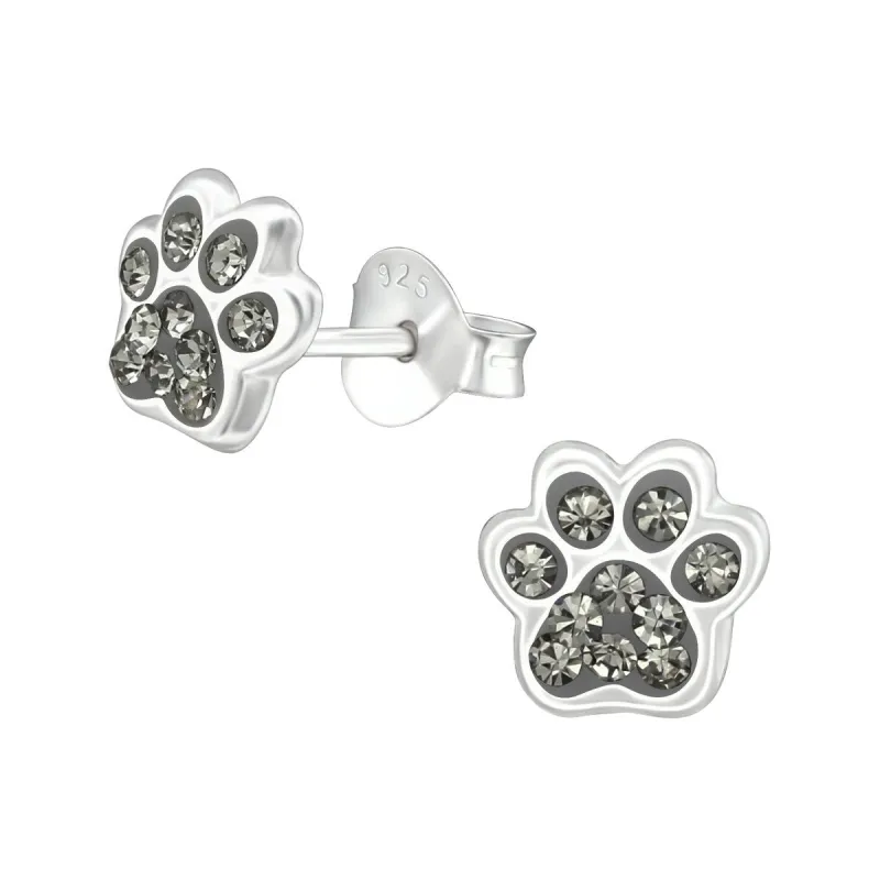 Sterling Silver & Cubic Zirconia Pawprint Stud Earrings sold by Zulily