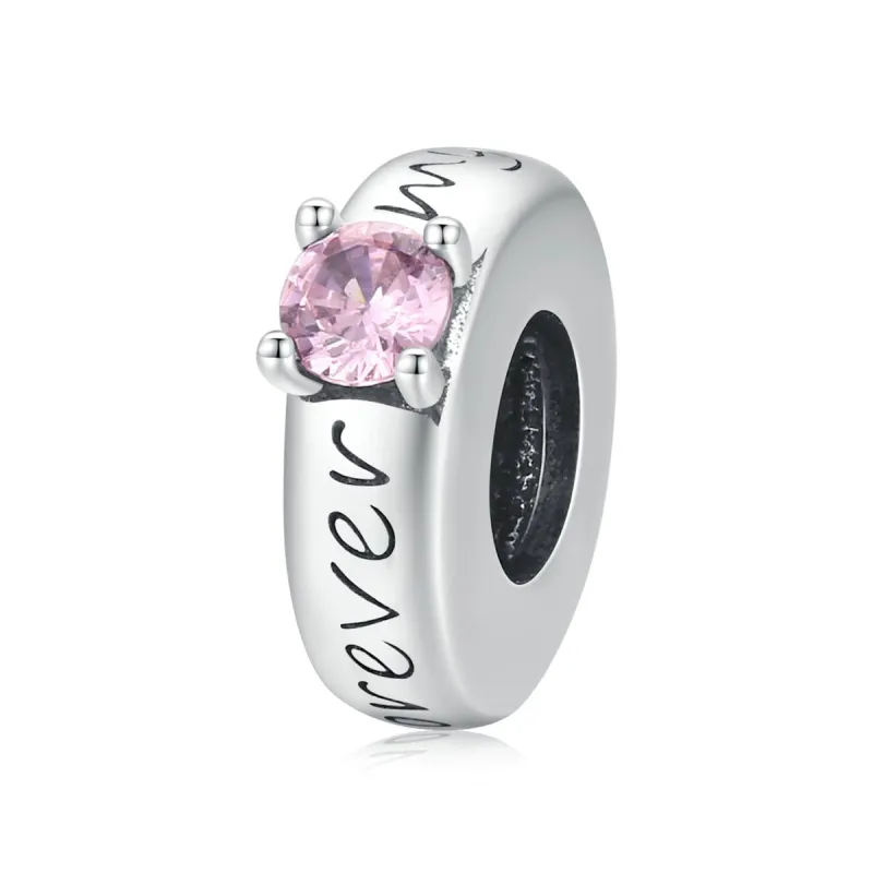 Pink Cubic Zirconia & Sterling Silver Heart Spacer Charm sold by Zulily