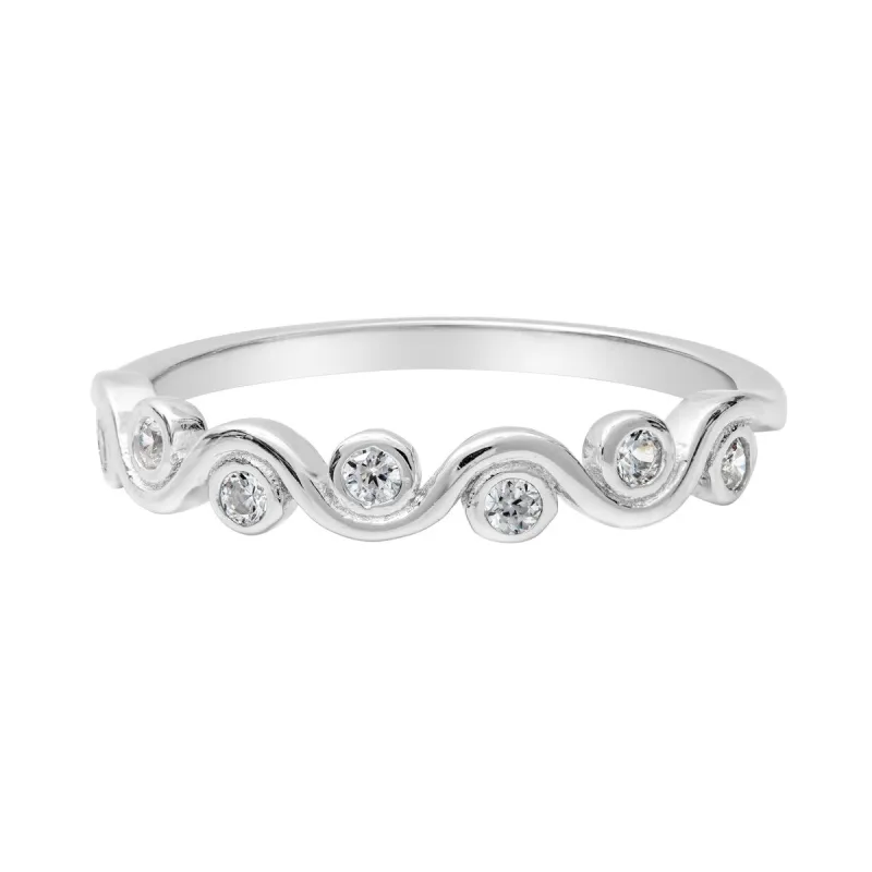Sterling Silver & Cubic Zirconia Wave Band Ring sold by Zulily