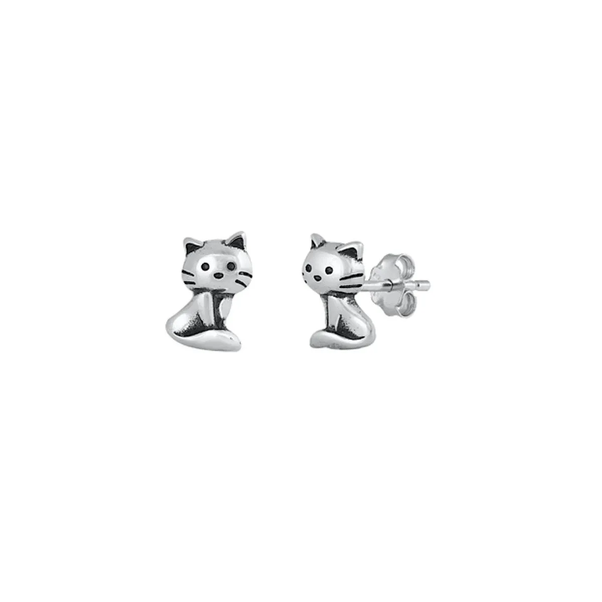 Sterling Silver Cute Cat Stud Earrings sold by Zulily
