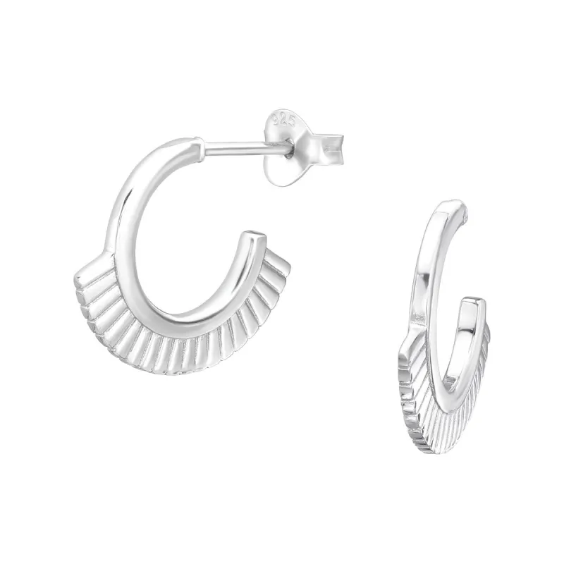 Sterling Silver Fanned Hoop Earrings sold by Zulily