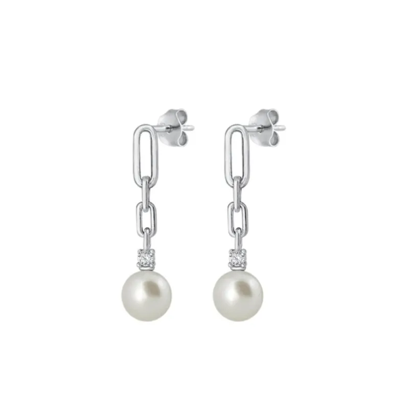 Sterling Silver & Cubic Zirconia Drop Chain Earrings Pearl sold by Zulily