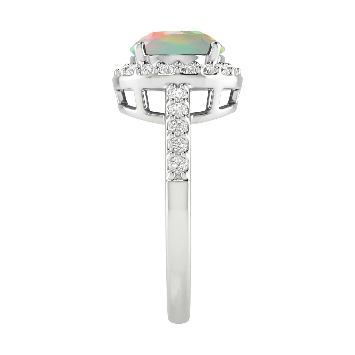 1.85Ct Ethiopian Opal and White Topaz Halo Ring in Sterling Silver sold by Zulily product image thumbnail 2