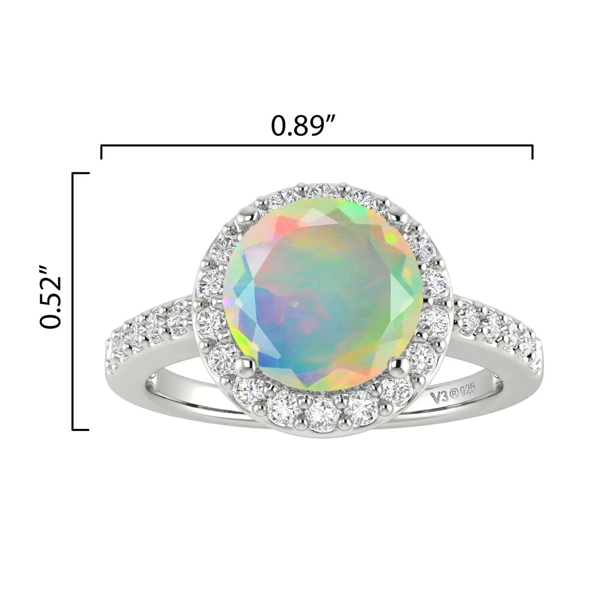 1.85Ct Ethiopian Opal and White Topaz Halo Ring in Sterling Silver sold by Zulily product image thumbnail 3
