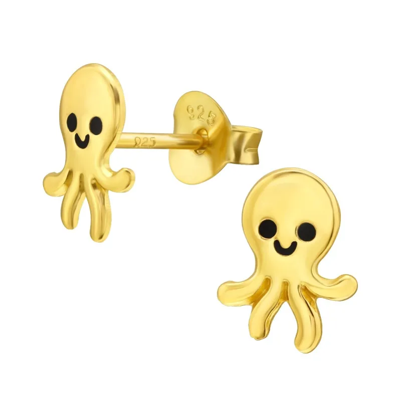 Sterling Silver 18k Gold-Plated Octopus Stud Earrings sold by Zulily