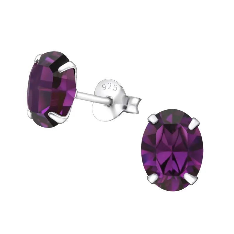 Sterling Silver & Genuine European Crystal Oval Stud Earrings made by Zulily