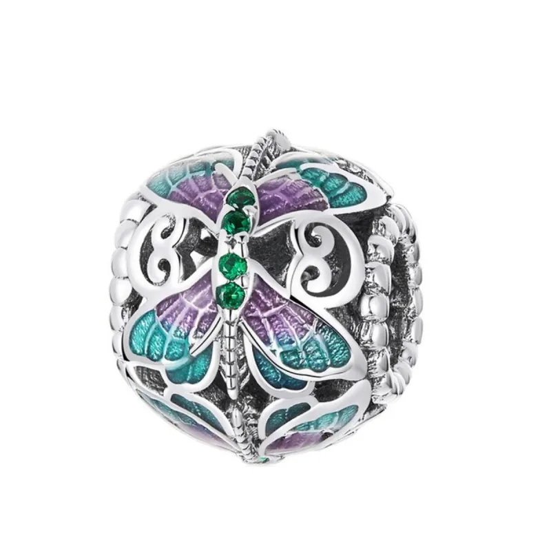 Green Cubic Zirconia & Sterling Silver Dragonfly Friends Charm sold by Zulily