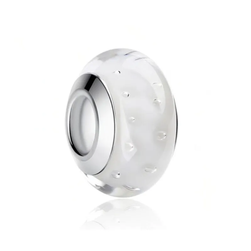Sterling Silver White Dotted Glass Bead Charm sold by Zulily